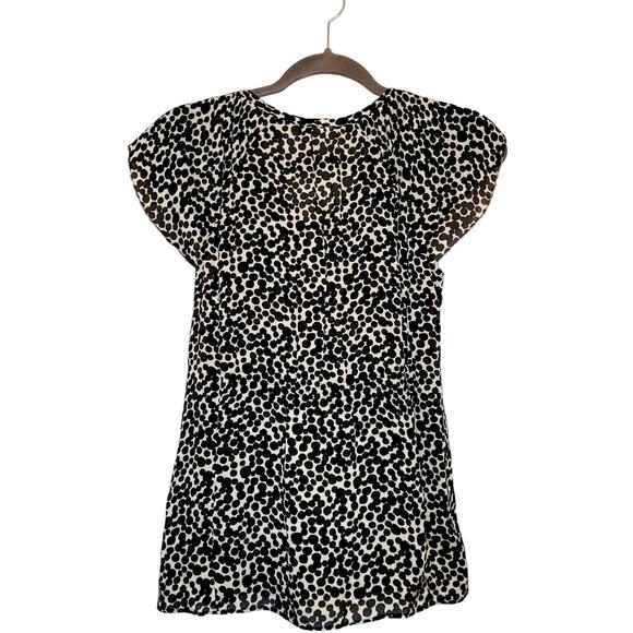 J.Crew womens black and white dotted silk cap sleeve button front blouse size S - Picture 2 of 10